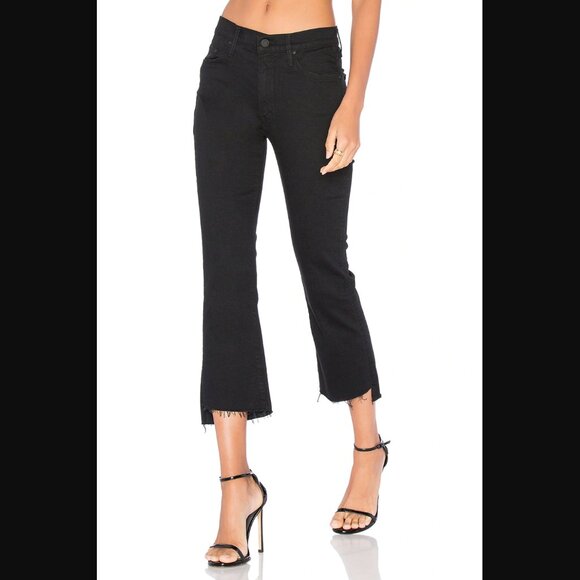 MOTHER Black Insider Mid-Rise Crop Step Fray Jeans in Not Guilty Size 28 - Picture 3 of 8